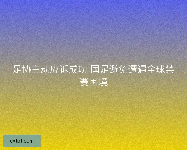 足协主动应诉成功 国足避免遭遇全球禁赛困境